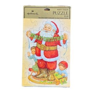 Hallmark Vintage Christmas Jigsaw Puzzle Card Featuring Santa Claus and Children